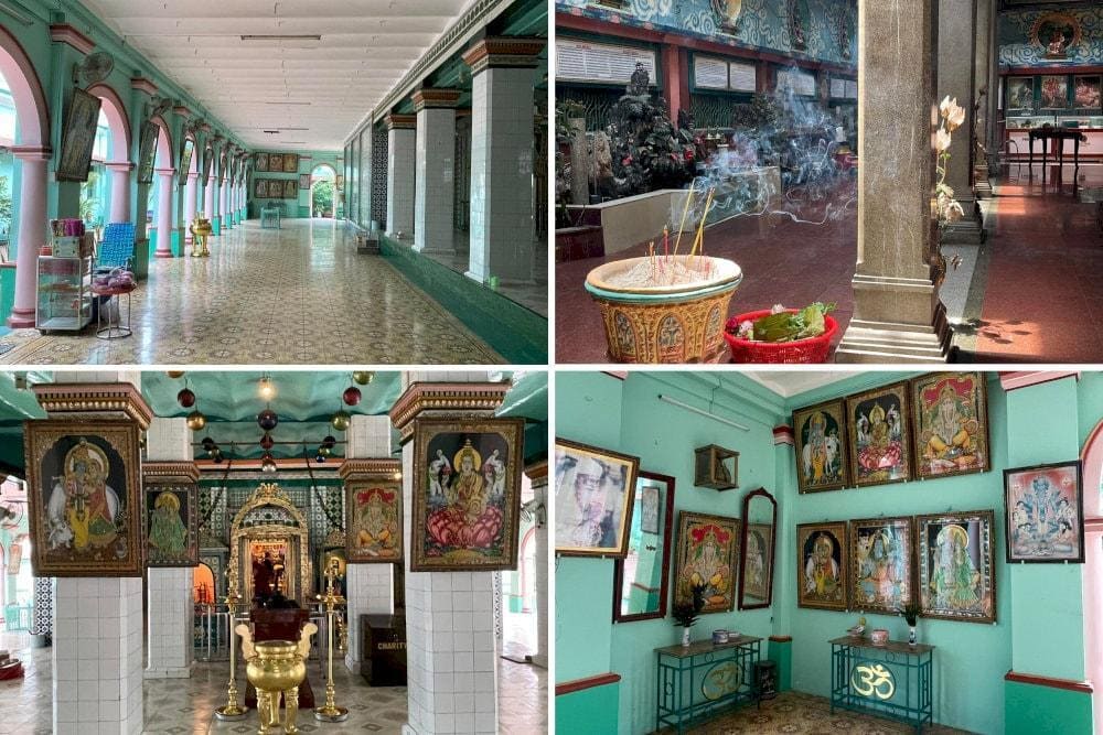 The striking structure of Mariamman Hindu Temple, with its vivid carvings and symmetrical form